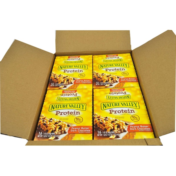 Barra de proteína masticable de mantequilla de cacahuate y chocolate oscuro de Nature Valley, 1.42 oz., PK128 - 16000-31849
