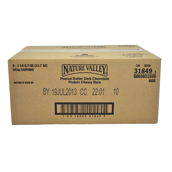Barra de proteína masticable de mantequilla de cacahuate y chocolate oscuro de Nature Valley, 1.42 oz., PK128 - 16000-31849