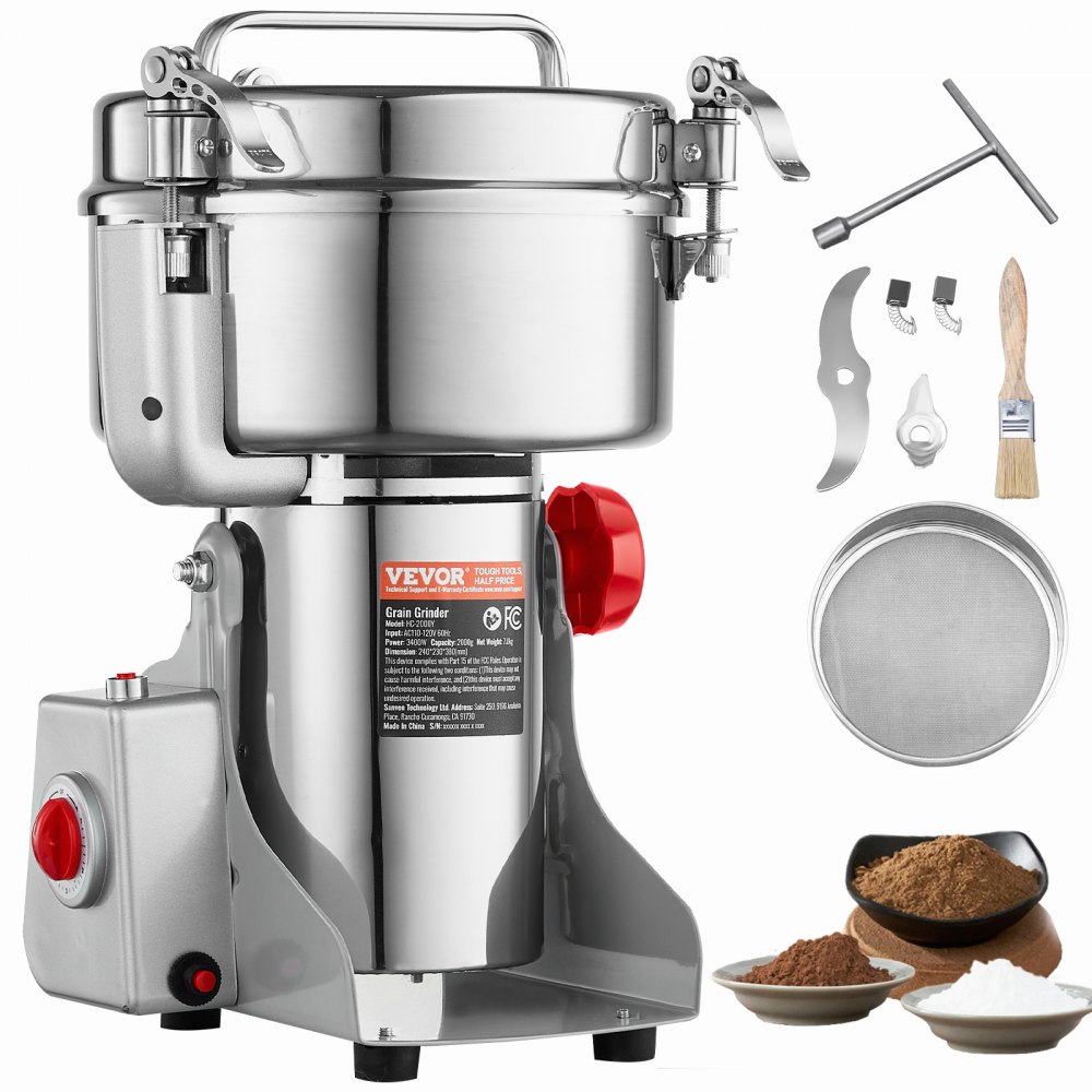 VEVOR 2000g Commercial Spice Grinder Electric Grain Mill Grinder High Speed - DDDPSGWYMJ208ZOH2V1
