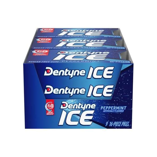 Chicle Dentyne Dentyne Single Peppermint Ice de 16 piezas, PK162 - 31254