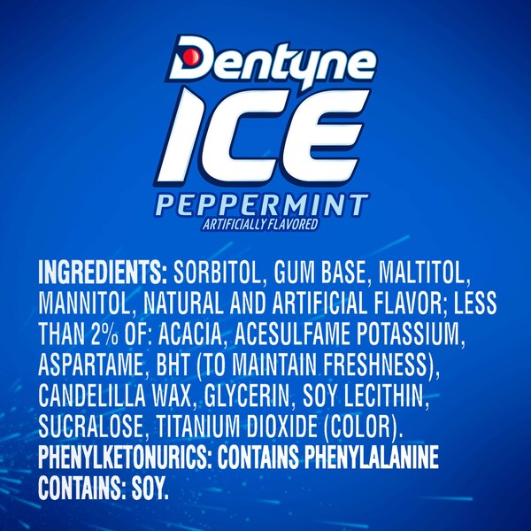 Chicle Dentyne Dentyne Single Peppermint Ice de 16 piezas, PK162 - 31254