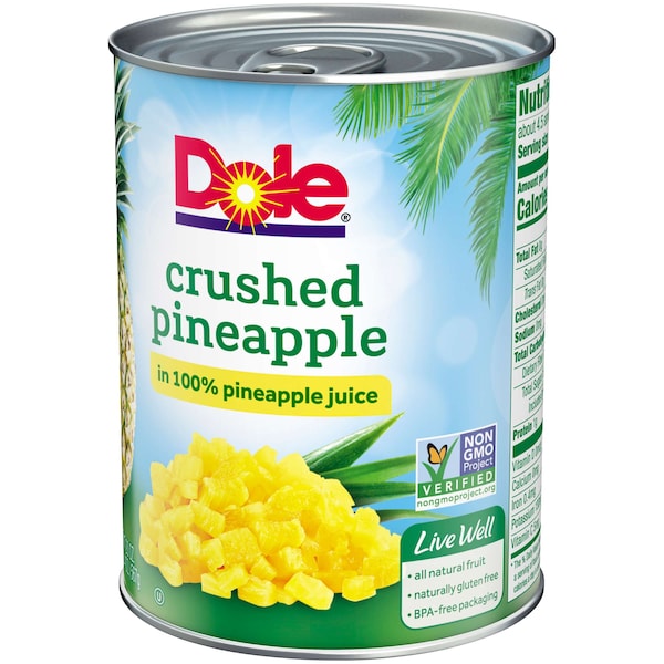 Dole Piña Triturada en Jugo Bolsa de 20 oz., Paquete de 12 - 01613