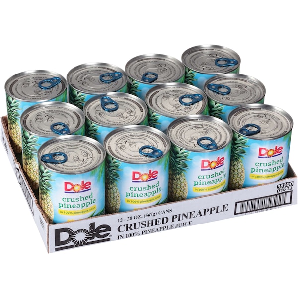 Dole Piña Triturada en Jugo Bolsa de 20 oz., Paquete de 12 - 01613