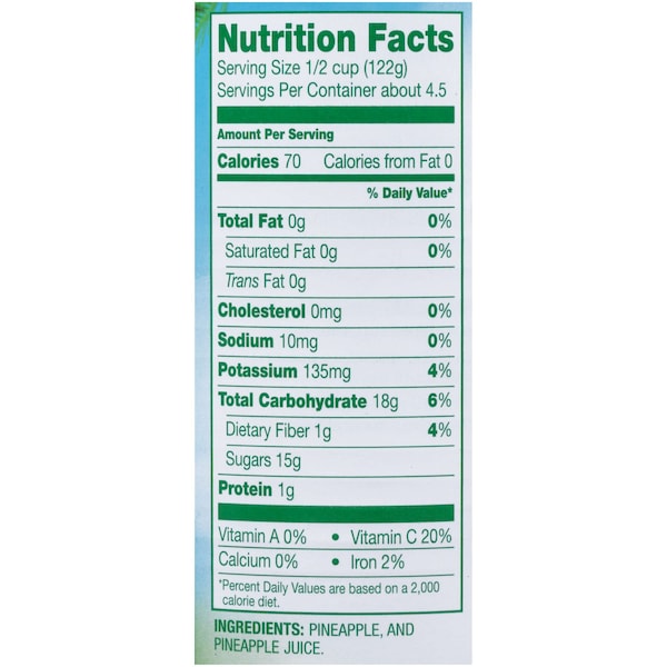 Dole Piña Triturada en Jugo Bolsa de 20 oz., Paquete de 12 - 01613