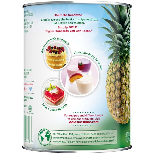 Dole Piña Triturada en Jugo Bolsa de 20 oz., Paquete de 12 - 01613