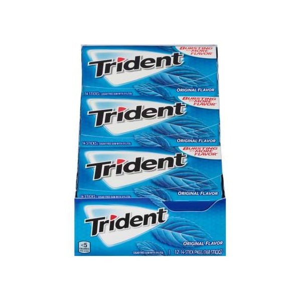 Chicle Trident sin azúcar sabor Original, 14 piezas, paquete de 144 - 01108.