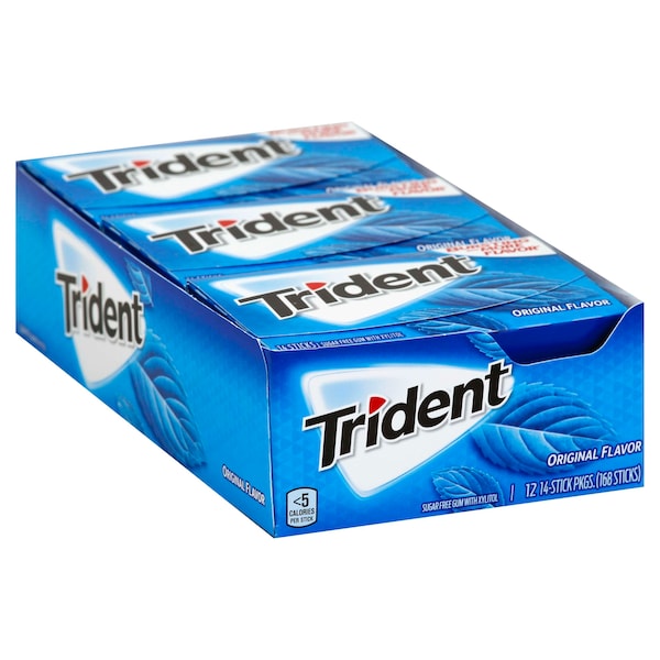 Chicle Trident sin azúcar sabor Original, 14 piezas, paquete de 144 - 01108.