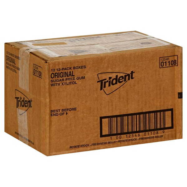 Chicle Trident sin azúcar sabor Original, 14 piezas, paquete de 144 - 01108.