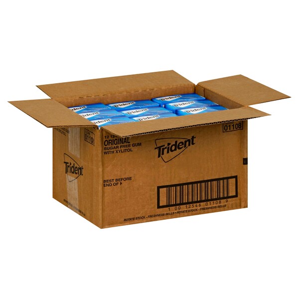 Chicle Trident sin azúcar sabor Original, 14 piezas, paquete de 144 - 01108.