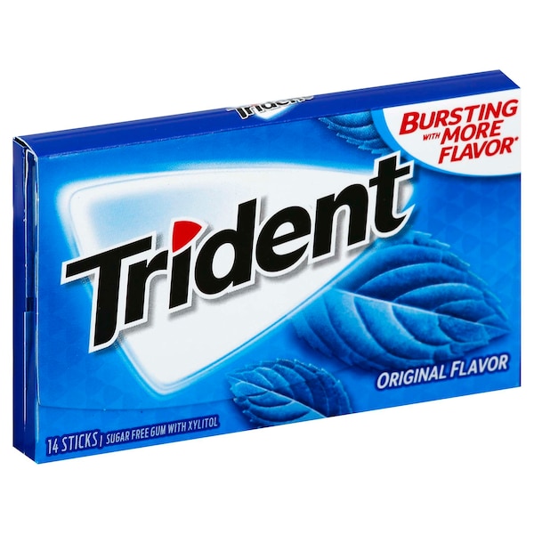 Chicle Trident sin azúcar sabor Original, 14 piezas, paquete de 144 - 01108.