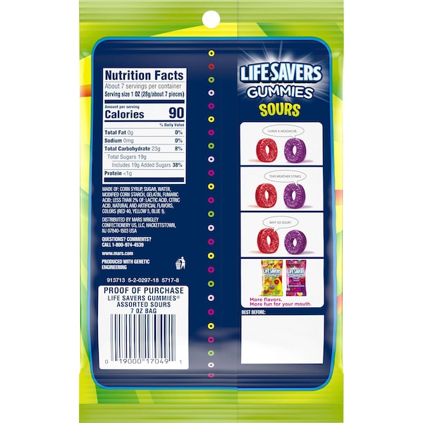 Salvavidas Golosina Masticable Agria en Paquete de 7 oz., 12 Paquetes - 267233