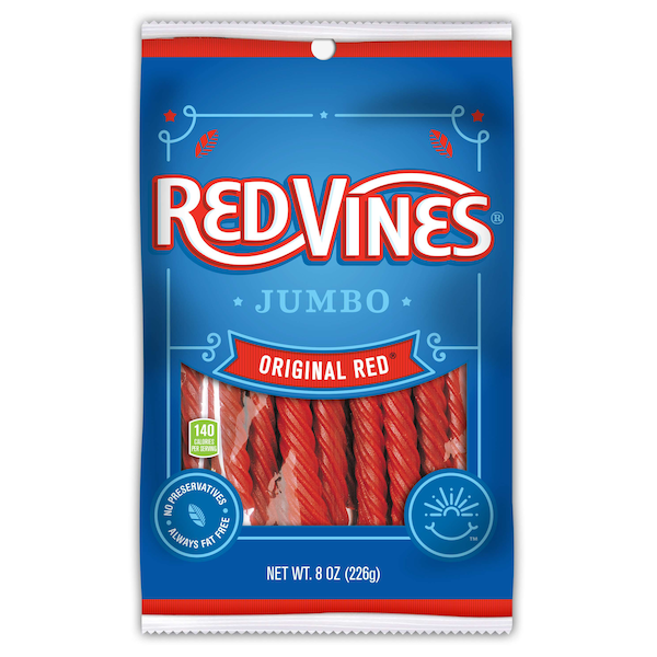 Red Vines Red Vines Torsiones Jumbo Originales Rojas 8 oz., Paquete de 12 - 232