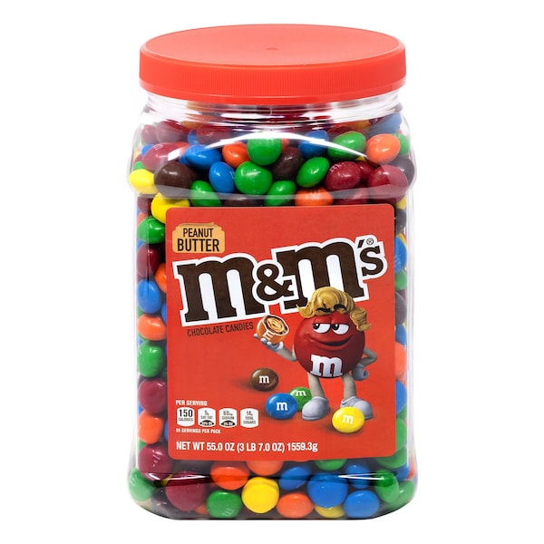 Frasco de dulces de chocolate con leche y mantequilla de cacahuate M&M's, 55 oz - 384988