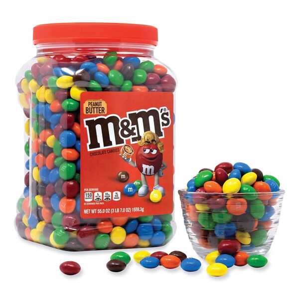 Frasco de dulces de chocolate con leche y mantequilla de cacahuate M&M's, 55 oz - 384988