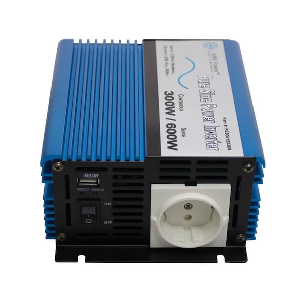Aims Power European 12 VDC to 220 & 230 VAC 300W Pure Sine Inverter - PE30012230S