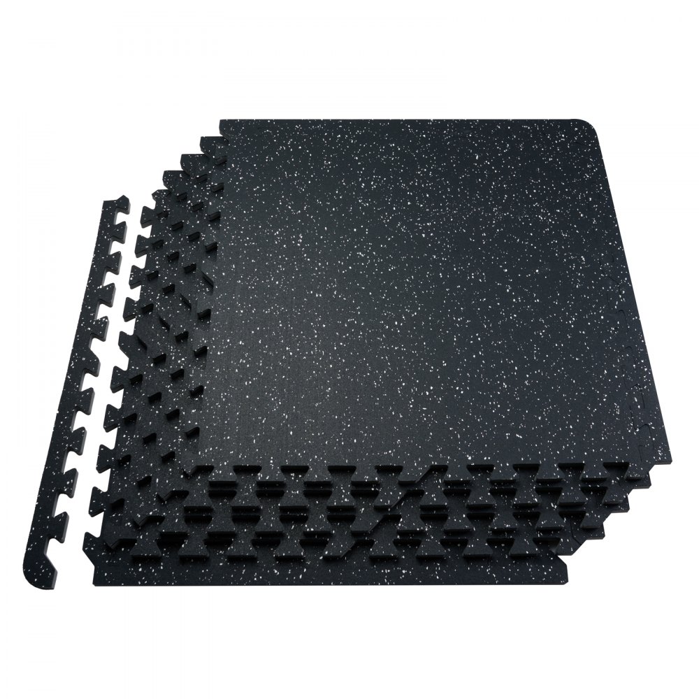 VEVOR 25 PCS 0.56" Thick Gym Floor Mats, 24" x 24" EVA Foam & Rubber Top Interlocking Workout Floor Mats with 100 sq.ft Coverage, Waterproof Exercise Puzzle Flooring for Gym, Home, Garage, Basement, Black & White - EVAQXJSHSDZXOXDELV0