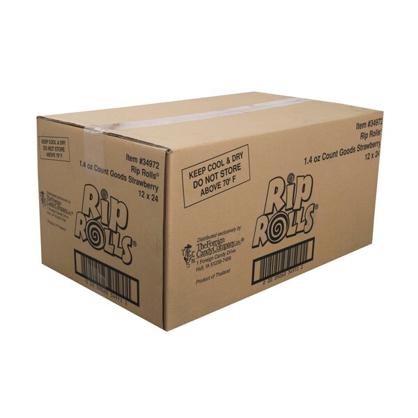 Rip Rolls Rip Rolls Dulce de regaliz sabor fresa sin grasa de 1.4 oz., paquete de 288 - 34972