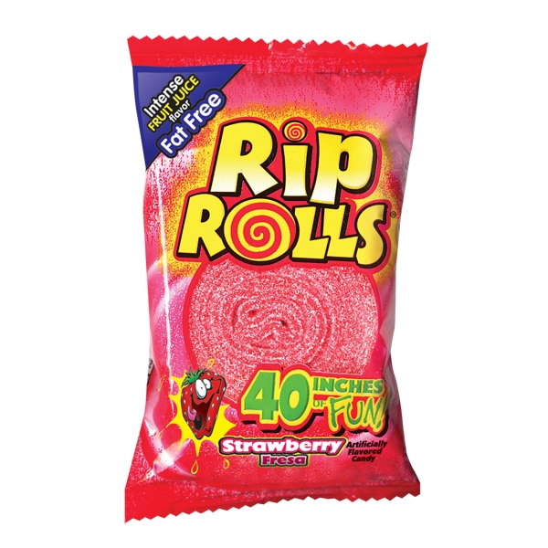 Rip Rolls Rip Rolls Dulce de regaliz sabor fresa sin grasa de 1.4 oz., paquete de 288 - 34972