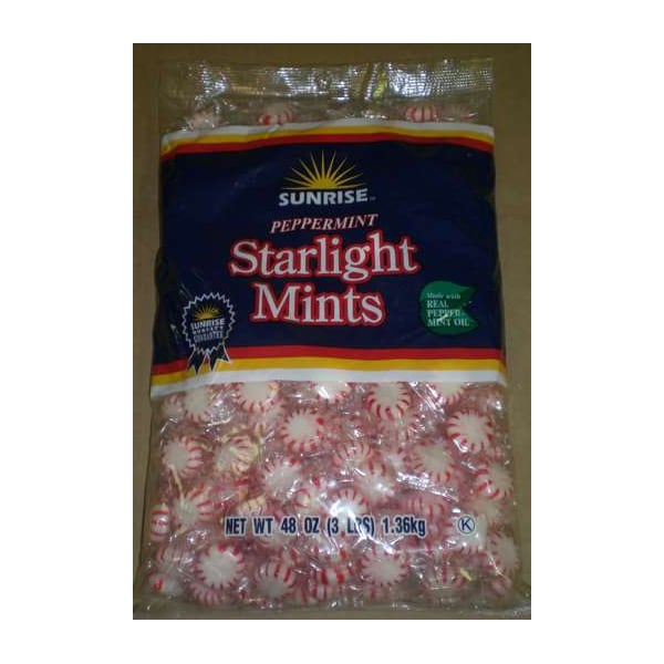 Sunrise Confections Mentas de Estrella de Menta Peppermint de 3 libras, paquete de 8 - S8148801