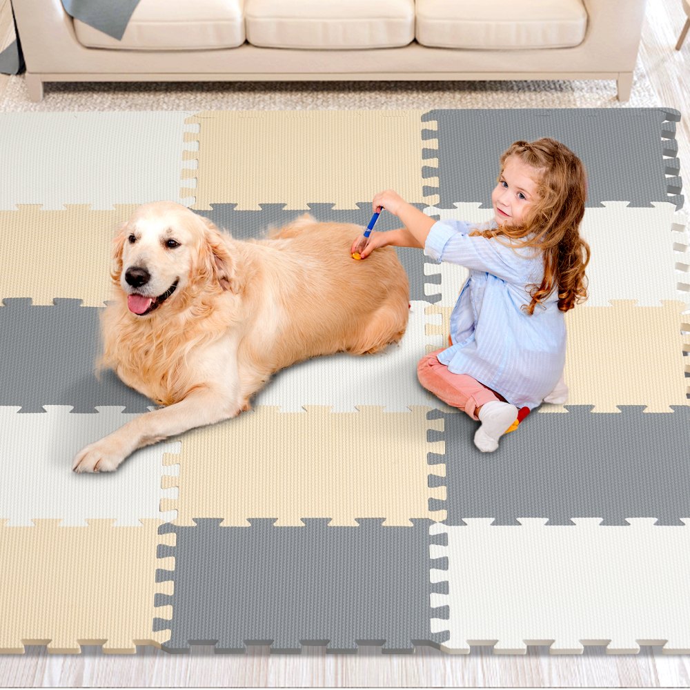VEVOR Kids Foam Puzzle Floor Playmat 0.4 in 16 Pcs Interlocking EVA Soft Tiles - YXPXDQXEVA169BFGCV0