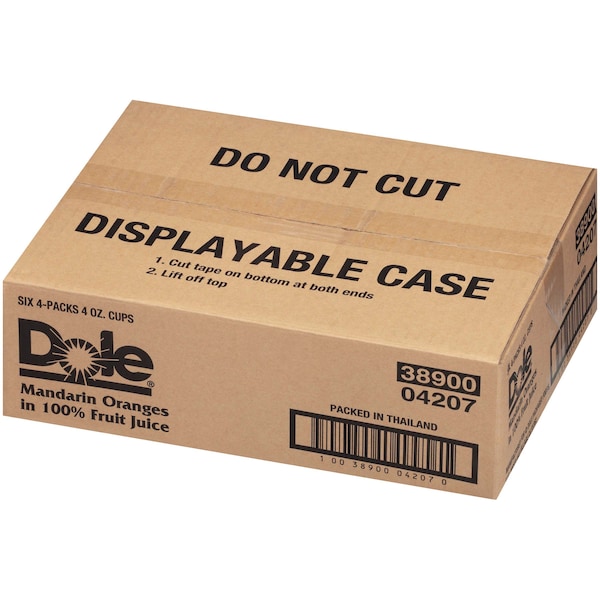 Dole Dole en Mandarinas al 100% en Jugo de 4 oz. Tazón de Plástico, PK24 - 04207