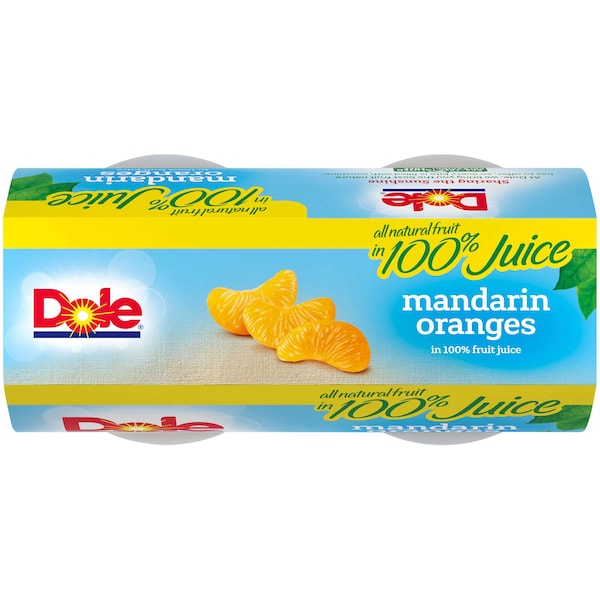 Dole Dole en Mandarinas al 100% en Jugo de 4 oz. Tazón de Plástico, PK24 - 04207