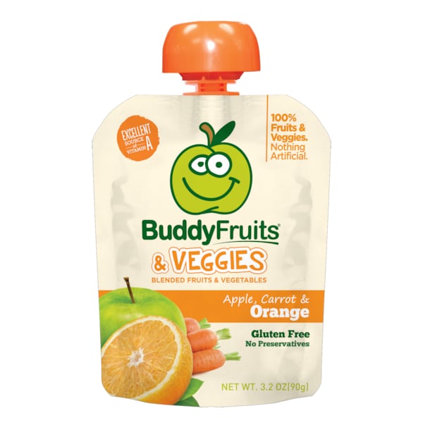 Buddy Fruits Bolsa Mezcla de Frutas y Verduras, Zanahoria y Naranja, Paquete de 18 - 2812154