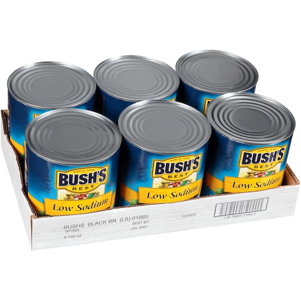 Los Mejores Frijoles Negros Bajos en Sodio de Bush #10 Lata, Paquete de 6 - 01885