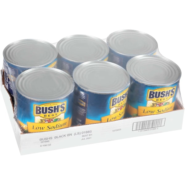 Los Mejores Frijoles Negros Bajos en Sodio de Bush #10 Lata, Paquete de 6 - 01885