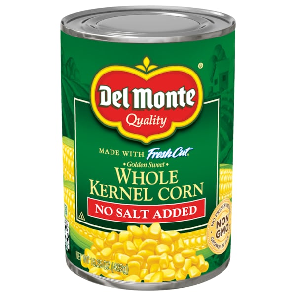 Del Monte Golden Sweet Maíz Entero sin Sal Agregada 15.25 oz. en Lata, Paquete de 24 - 2001421