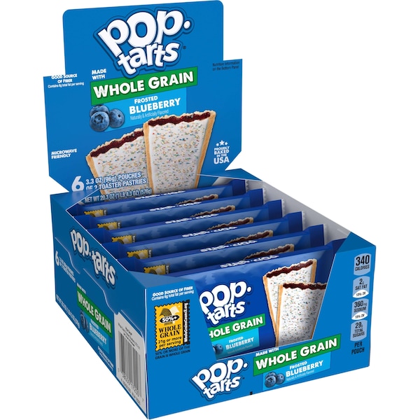 Kelloggs Pop-Tarts, 2 Piezas de Pastel de Arándano Integral con Glaseado, Paquete de 72 - 3800017199