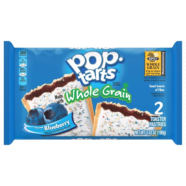Kelloggs Pop-Tarts, 2 Piezas de Pastel de Arándano Integral con Glaseado, Paquete de 72 - 3800017199