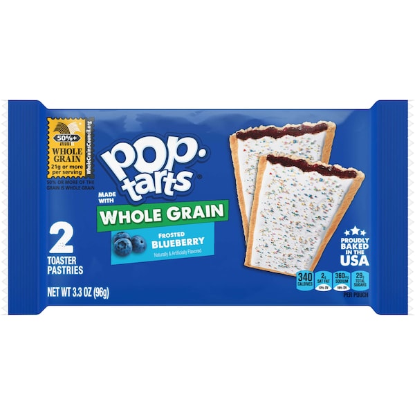 Kelloggs Pop-Tarts, 2 Piezas de Pastel de Arándano Integral con Glaseado, Paquete de 72 - 3800017199