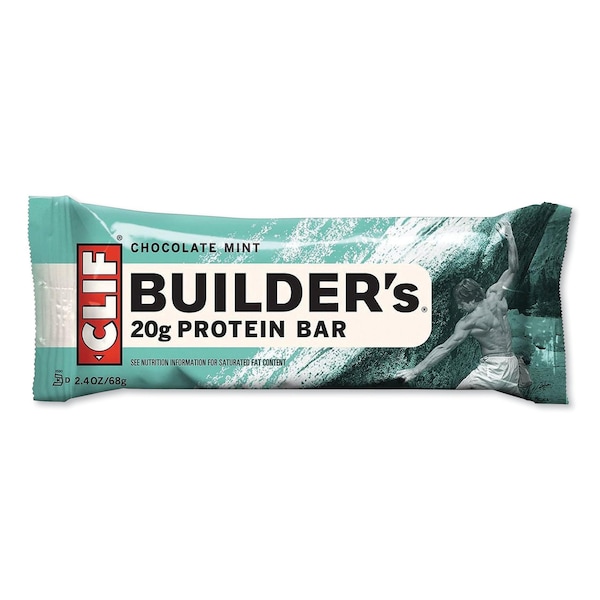 Barra de proteínas Clif Bar Builders, sabor chocolate menta, 2.4 oz por barra, paquete de 12 unidades - CCC160044