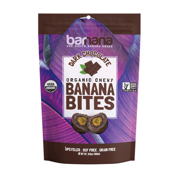 Trozos de plátano cubiertos de chocolate Barnana 1.4 oz., paquete de 36 - 3096