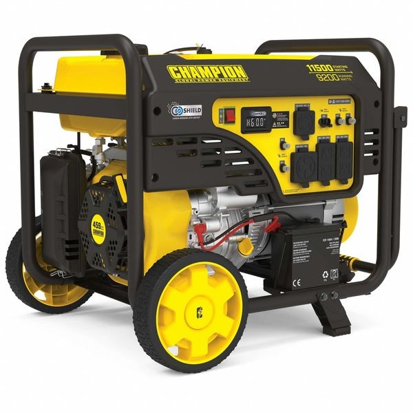 Champion Power Equipment Portable Generator, Gasoline, 9,200 W Rated, 11,500 W Surge, Electric, Recoil Start, 120/240V AC - 201110
