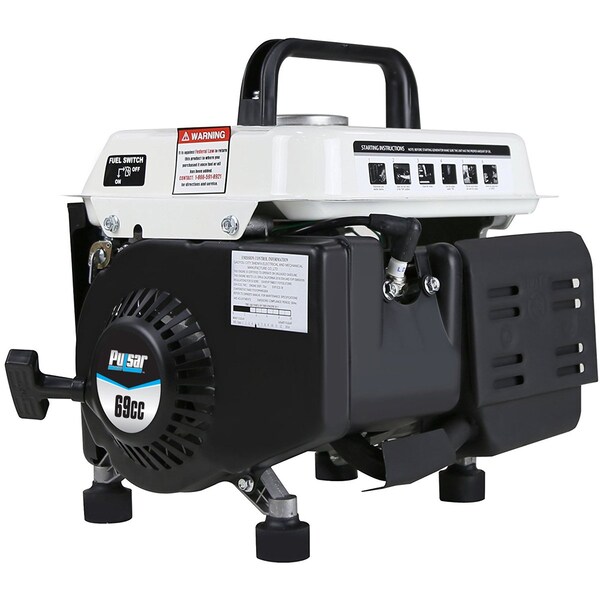Pulsar Portable Generator, Gasoline, 900 W Rated, 1,200 W Surge, Recoil Start, 120V AC/12V DC, 8.3/7.5 A - PG1202SA