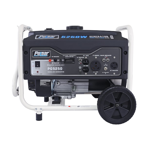 Pulsar Portable Generator, Gasoline, 4,250 W Rated, 5,250 W Surge, Electric Start, 120/240V AC, 35.4 A - PG5250