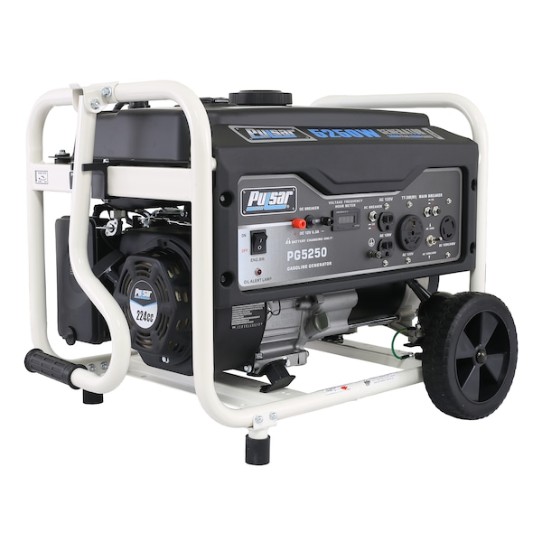 Pulsar Portable Generator, Gasoline, 4,250 W Rated, 5,250 W Surge, Electric Start, 120/240V AC, 35.4 A - PG5250