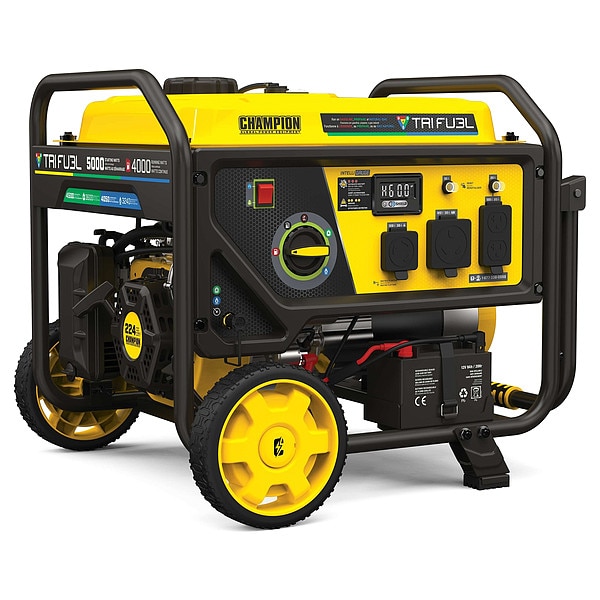 Champion Power Equipment Portable Generator, Gasoline/Natural Gas/Propane, Electric, Recoil Start, 120V AC - 201223