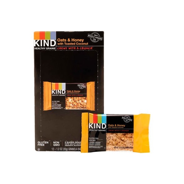 Barra de Granos Saludables KIND®, Avena y Miel con Coco Tostado, 1.2 oz., 12/Paquete - 18080