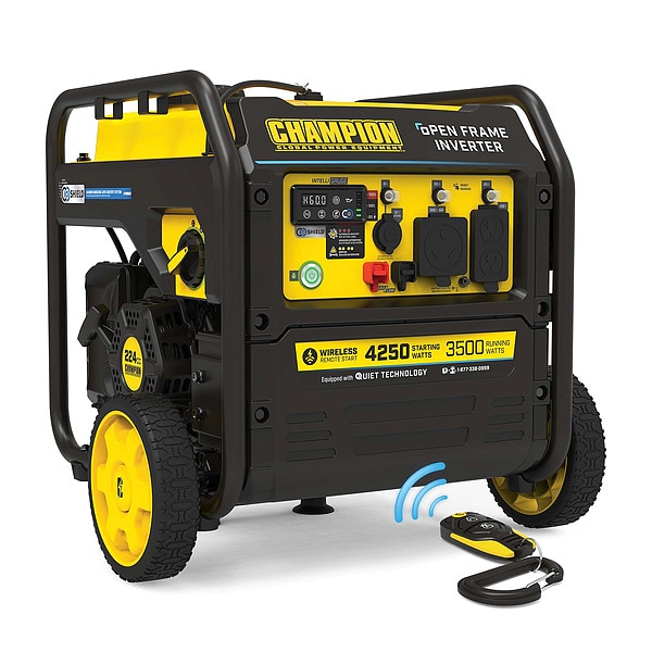 Champion Power Equipment Portable Generator, Gasoline, Electric, Recoil, Wireless Remote Start, 120V AC - 201185