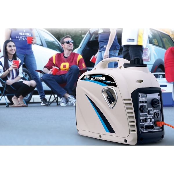 Pulsar Portable Generator, Gasoline, 1,800 W Rated, 2,300 W Surge, Recoil Start, 120V AC, 13.3 A - PG2300iS