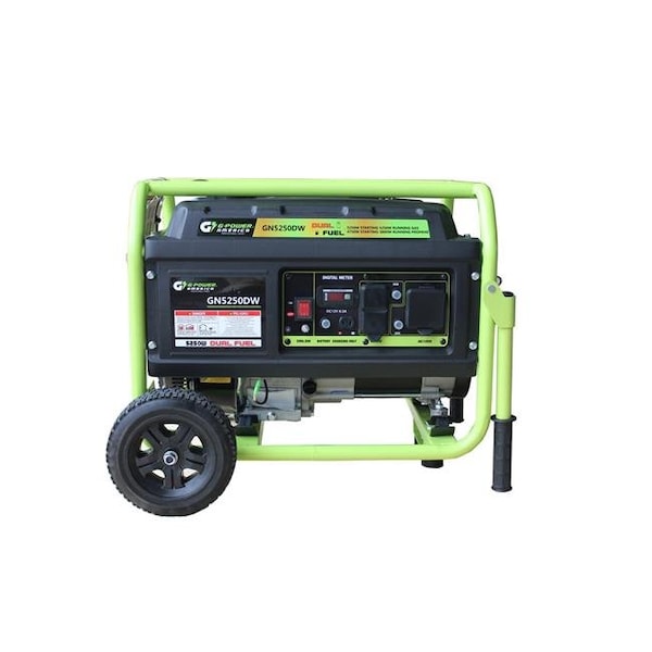 Green-Power Portable Generator, Gasoline/Liquid Propane, 4,250 W/3,800 W Rated, 5,250 W/4,750 W Surge, 8.3 A - GN5250DW