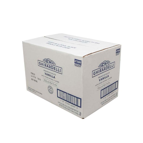 Ghirardelli Salsa Premium de Vainilla en Botella con Bomba de 89.9 oz, Paquete de 6 - 62207