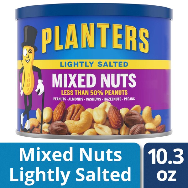 Planters Nueces Mixtas Ligeramente Saladas 10.3 oz. lata, paquete de 12 - 10029000016696