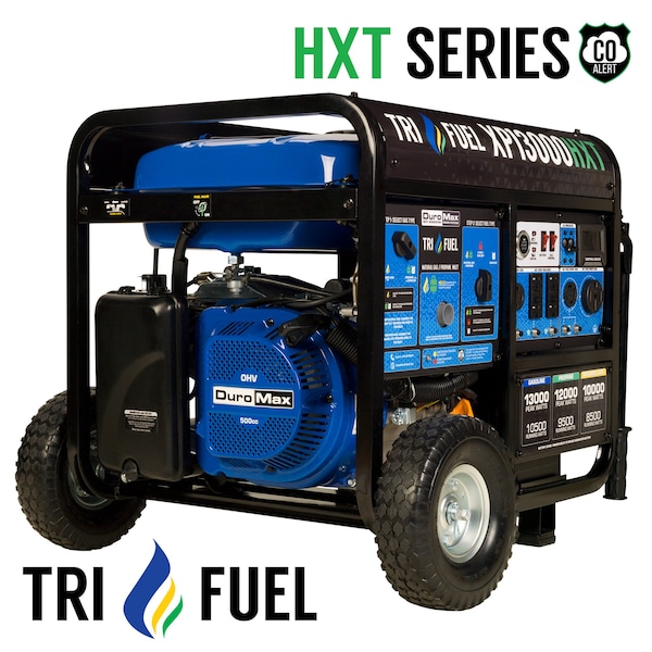 Duromax Portable Generator, Gasoline/Liquid Propane/Natural Gas, 10,500 W/9,500 W/8,500 W Rated - XP13000HXT