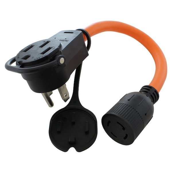 Ac Works 1.5FT 50A 14-50 Piggy-Back Plug with L14-30R Connector Adapter Cord - PB1450L1430