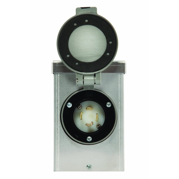 Generac 30 Amp Power Inlet Box, 125/250V, Aluminum, Nema L14-30 With Spring-Loaded Flip Lid On Front - 6346