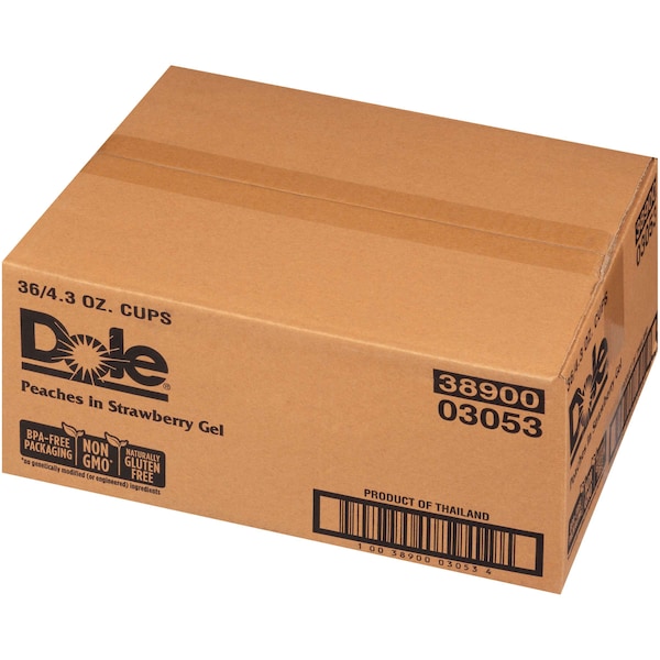 Durazno Dole en Gel de Fresa 4.3 oz. Tazón de Plástico, Paquete de 36 - 03053
